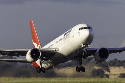Qantas Boeing 767 VH-OGE taking off