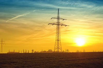 Sunset poles and wires