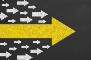 arrows-leadership-concept-on-chalkboard-picture-id622316560