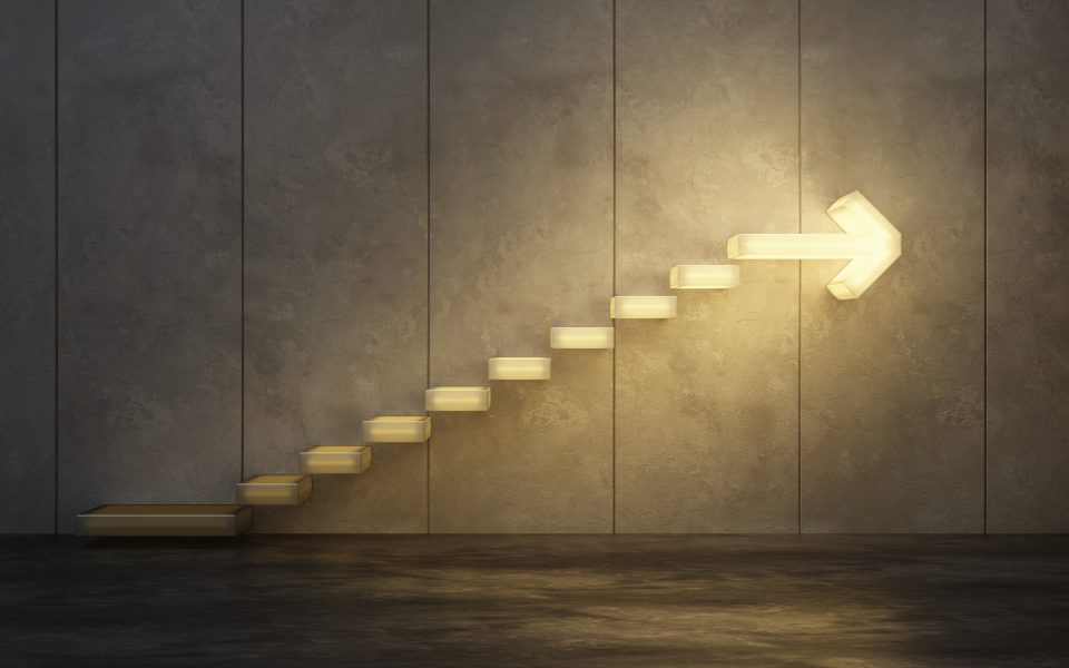 stairs going  upward, 3d rendering