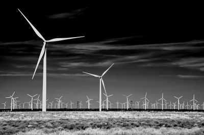 Wind turbines on a wind farm in Texas