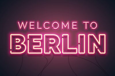 Vector Illustration Welcome To Berlin Neon Glow Sign