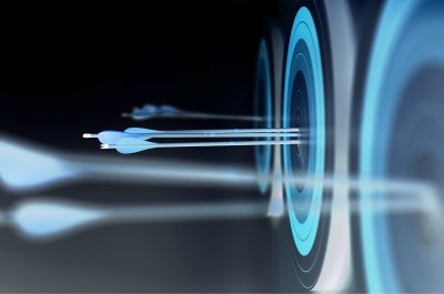 Three artstic pack of arrows hit targets.