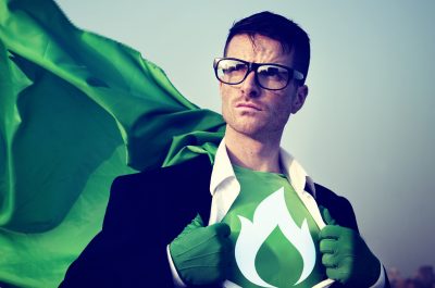 Strong Superhero Businessman Fire Concepts